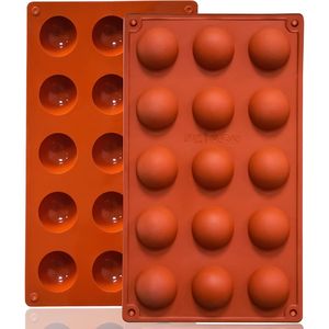 Stampi in Silicone a 15 Cavità Semisferiche Antiaderenti, Confezione da 2, per Gelatine, Cioccolatini e Piccoli Dolci - Product Image 1