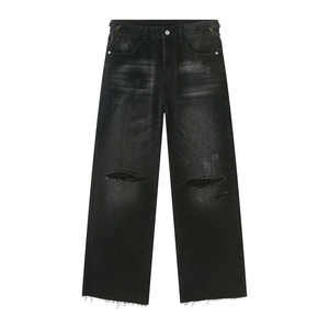 Pantalones Jogger Baggy de Lona de Pierna Recta para Hombre, Estilo Urbano, Lavado Claro, Ajuste Regular, con Logotipo Personalizado, Denim Medio para Otoño - Product Image 6