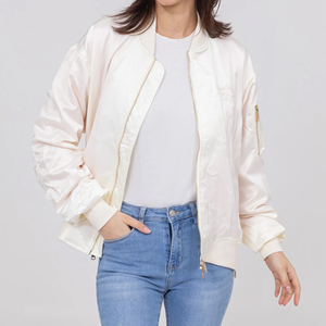 High Quality <b>Lightweight</b> Winter Bomber <b>Jacket</b> for <b>Women</b> Stand Collar Full Zipper Breathable Warm Plus Size Customized Color Logo - Product Image 6