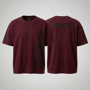 T-shirts vierges pour hommes, 100% coton jersey respirant, grandes tailles, style décontracté, dernière mode, avec impression en relief personnalisée et effet vieilli - Product Image 1