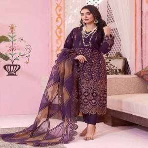 Belle élégante 3 pièces Viscose pelouse costumes femmes décontracté quotidien porte Pakistan inde Bin Hameed Volume AAFR filles robe de soirée - Product Image 4