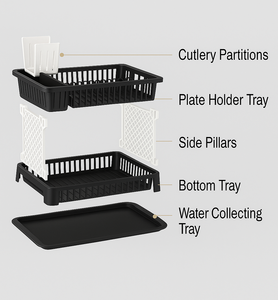 Organizador de fregadero de cocina sobre encimera con escurridor, soporte para cubiertos para platos y tazones, uso doméstico - Product Image 5