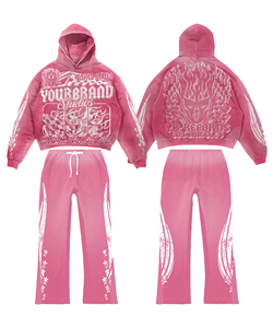 STITCHMODE Customized Terry Autumn Washed Sweat Suit Zipper Hoodies Tracksuit <b>Set</b> Printing Acid Wash Flared <b>Sweatpants</b> <b>Sets</b> - Product Image 5