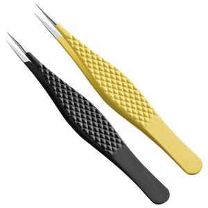 Yellow And Black Color Grafted Lash Tweezers, In Best Price Beauty Salon Use For Pick Eyelash Extension Tweezers - Product Image 1