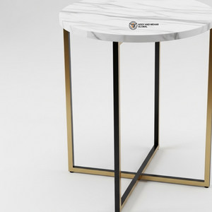 Nordic Style Gold Wire Hourglass <b>Stool</b> Elegant Marble Top <b>Vanity</b> <b>Stool</b> Contemporary Ring Base Accent <b>Table</b> - Product Image 5