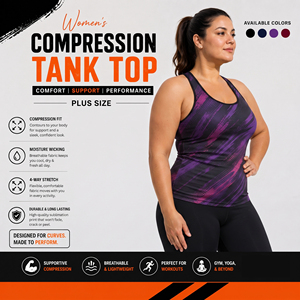 Customized Printed Plus Size Tank Top Women's Gym Wear Compression <b>Singlet</b> Top Ladies Base Layer Racerback Tank Tee - Product Image 2