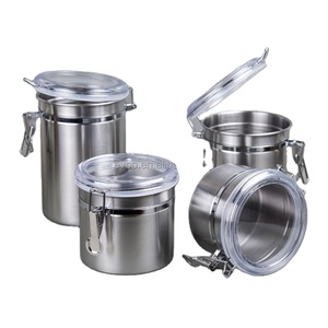 Ensemble de 4 pistolets de cuisine en acier inoxydable, avec couvercle hermétique et pince de verrouillage à Surface en Satin - Product Image 1