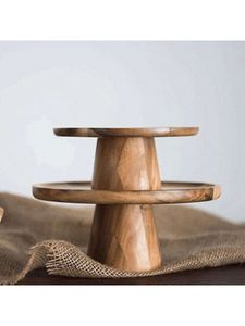 Support à gâteau en bois minimaliste moderne, plateau de présentation de desserts multifonctionnel en bois naturel, assiette à pâtisserie réutilisable pour mariage et fête - Product Image 6