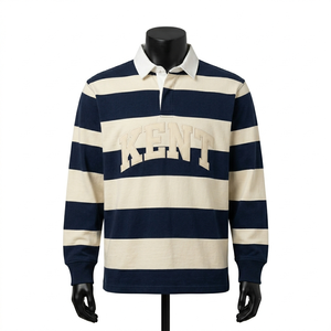 เสื้อรักบี้ผ้าฝ้ายฟลีซ 100% แบบสั่งทำพิเศษ ปักลายแบบแอพพลิเค ลายเรียบ หน้าหนัก แขนยาว ระบายอากาศได้ดี สำหรับผู้ชาย รับผลิตแบบ OEM ODM - Product Image 2