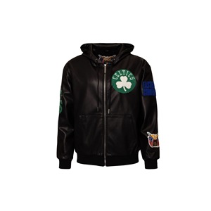 Chaqueta Ligera Vegana con Capucha y Cierre de Cremallera Boston 1946 Negra AR - Product Image 1