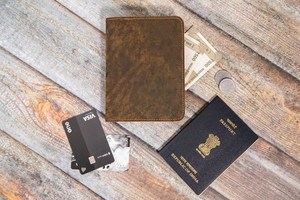 Handmade Customized Leather Travel Organizer <b>Wallet</b> Cover Elegant RFID <b>Passport</b> Holder Purse Open Long Casual <b>Family</b> - Product Image 3