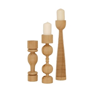 Bougeoir en bois de mangue de qualité supérieure décor à la maison meilleure vente nouveau Design dessus de table ensemble de 3 bougeoirs - Product Image 1