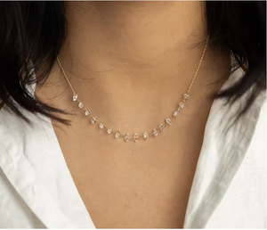 Collier de luxe en diamant DEF couleur VS clarté VVS, or massif 14K 18K, bijoux minimalistes en cristal superposés, collier ras du cou de mariée - Product Image 3