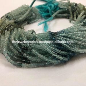 Cuentas de Piedra Preciosa de Aguamarina Verde Natural de 4 mm, Facetadas en Forma de Rondelle, Certificadas por IGI, Último Diseño para la Fabricación de Joyas - Product Image 2