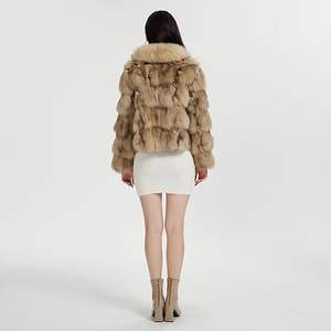 Manteau en fourrure de renard véritable pour femmes, fabriqué à la main en Mongolie, avec col en fourrure de renard, pour l'hiver, épais et chaud - Product Image 2