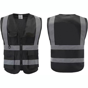 Gilet de sécurité réfléchissant en polyester fluorescent à multiples poches avec fermeture éclair, gilet de sécurité réfléchissant en maille, vêtements de travail de construction - Product Image 2