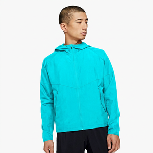 <b>Men's</b> Black Hooded Windproof Sports <b>Jacket</b> With Zipper Front Solid Color Regular Fit Polyester Material Autumn Wear - Product Image 3