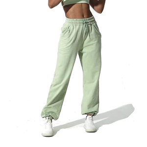 Custom Women's Loose Yoga Pants Cotton Breathable Sweatpants No Logo Private Label Manufacturer Women's Pants & Trousers - Product Image 1