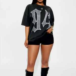 Camiseta de Fútbol Americano de Algodón Lavado de Lujo Unisex Oversize Estilo Streetwear con Estampado Gótico 2026 al por Mayor OEM - Product Image 5