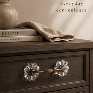 Luxury <b>Crystal</b> Flower Brass Drawer Handle Decorative Cabinet Pull Premium Furniture Hardware for Wardrobes Drawers and Dressers - Product Image 3