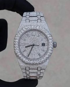 Increíble Reloj de Pulsera de Acero Inoxidable de 42 mm con Esfera de Cristal de Zafiro, Movimiento Automático, Diamantes Moissanite, Estilo Hip Hop Bling - Product Image 1