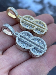 Collar con Colgante de Símbolo de Dólar Iced Out, Estilo Hip Hop, con Diamantes CZ Baguette, Cadena de Cuerda Chapada en Oro de 14k, Joyería para Hombre - Product Image 2
