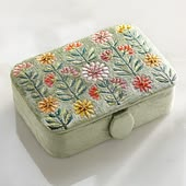 Luxury Vintage Embroidered Jewelry <b>Box</b> with Beads & Fabric Customizable Self-Design by Whimsy Art Craft for Home Decor - Product Image 2