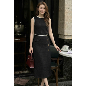 Conjunto de Vestido Midi Casual de Oficina para Mujer, 100% Algodón, Elegante, Minimalista, Transpirable, Moda Sostenible de Alta Calidad, Proveedor OEM ODM - Product Image 1