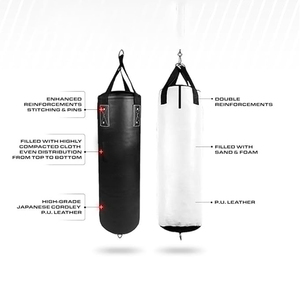 Black <b>Vinyl</b> Punching <b>Bag</b> Heavy Duty Sand <b>Bag</b> with Strap Chain Floor Mounted Fighting Training <b>Bag</b> - Product Image 3