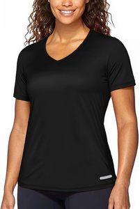 Camiseta Deportiva de Cuello en V para Mujer, de Secado Rápido, Bordada, Tejida, Lisa, Teñida, para Verano - Product Image 2