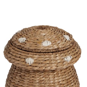 Panier de rangement en jacinthe d'eau tressé avec couvercle, motif champignon, pour jouets, adorable panier de rangement pour chambre d'enfant sur le thème de la forêt - Product Image 3