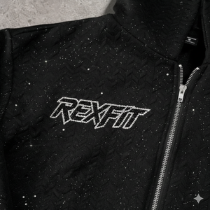 Custom Windproof Streetwear Applique Embroidery All Over Rhinestone Streetwear Heavyweight Cotton <b>Fleece</b> Zipper Hoodies - Product Image 5