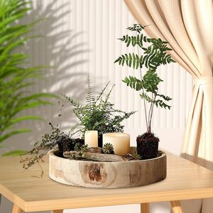 Round Wooden Serving Tray Organizer Rustic Serving Platter for <b>Kitchen</b> Counter Coffee Table Home <b>Decor</b> - Product Image 4