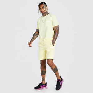 Mens High Street Style Crew Neck Short Sleeve T-shirt Mesh Shorts <b>Set</b> With Custom Logo Waterproof Breathable Summer Two-piece - Product Image 2