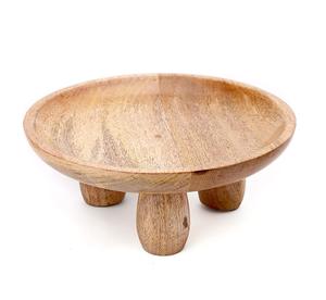 Wooden Bowls for Decor Pedestal Wood Fruit Bowl Decorative for Home Rustic <b>Table</b> Centerpiece <b>Kitchen</b> - Product Image 1