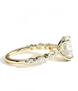 แหวนหมั้นเพชรทรงรี ทองคำ 14K ได้รับการรับรองจาก GIA เพชรธรรมชาติ สไตล์คลาสสิกสำหรับผู้หญิง - Product Image 4