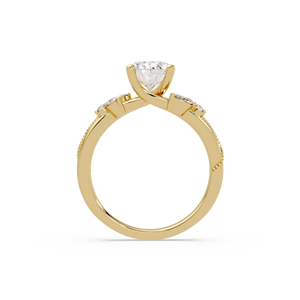 Luxury 14K Pure <b>Gold</b> Lab Grown Oval Cut Diamond Engagement <b>Ring</b> Marquise Accent Bridal <b>Set</b> Wedding <b>Rings</b> For Womens Fine Jewelry - Product Image 3