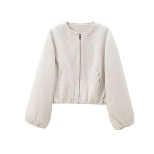 Blouson Bomber Femme Hiver Nouveau Modèle Polyvalent Doux avec Fermeture Éclair Respirant & Coupe-Vent Rembourré Coton Teint Uni - Product Image 2