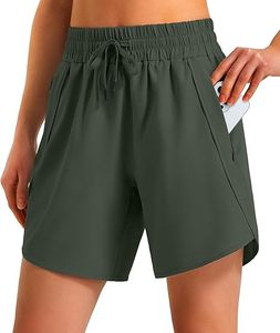 Shorts Deportivos Cortos de 5 Pulgadas para Mujer, Cómodos, Casuales, para Gimnasio, Activos, de Poliéster, Ligeros, para Entrenamiento - Product Image 1