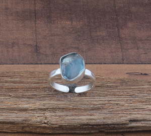 Natural Blue Topaz Row 925 <b>Sterling</b> <b>Silver</b> <b>Adjustable</b> Open Size Band Half Eternity Blue Gemstone <b>Ring</b> Women Party Wholesale - Product Image 1