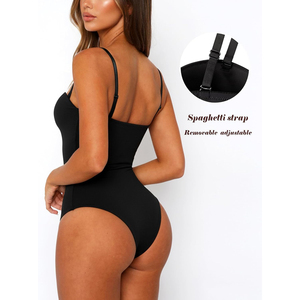 Body elástico sin costuras de color liso con tirantes finos para mujer, el más vendido de 2026, OEM ODM - Product Image 2