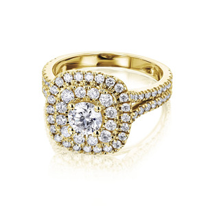 Anillo de Compromiso y Matrimonio Minimalista con Doble Halo, Engaste Pavé en Plata de Ley 925 con Moissanita para Regalos de Aniversario - Product Image 4