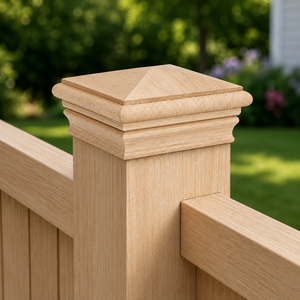 Tapa de poste piramidal de madera maciza personalizada, cubierta duradera para postes de valla y terraza, fabricante OEM ODM, tapa de poste piramidal de madera maciza - Product Image 3