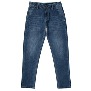 Jeans de Mezclilla para Hombre, Corte Recto, Cintura Alta, Desgastados, 100% Algodón, para Movimiento Fácil, Pantalones Resistentes de Color Azul - Product Image 1