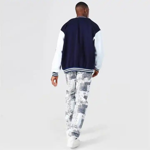 Veste universitaire classique pour homme, mélange de laine, manches en cuir, veste Letterman, étiquette privée personnalisée, OEM, streetwear - Product Image 3