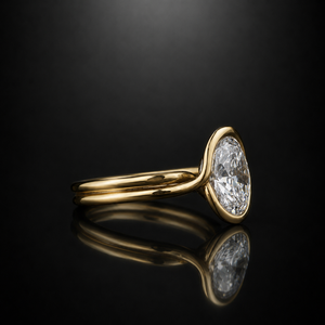 Bague de fiançailles solitaire sertie de diamants de laboratoire ovales de 4 carats, en or jaune 14K ou 18K, pour femmes - Product Image 2