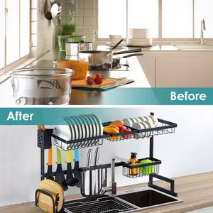Large 2-Tier Dish Drying Rack Drainer Utensil Organizer Holder for <b>Kitchen</b> Countertop <b>Sink</b> Tableware Organizer - Product Image 6