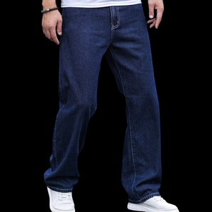 Best Quality Washed Lightweight Casual High Street Button Fly Men's Straight Canvas <b>Jeans</b> <b>Elastic</b> Mid-<b>Waist</b> Breathable Quick Dry - Product Image 6