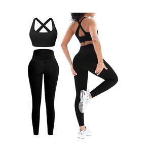 Factory Direct Workout Sets for Women High Waisted Leggings with Cross <b>Back</b> Sports Bra Yoga Custom Outfits for Gym Exercise - Product Image 5