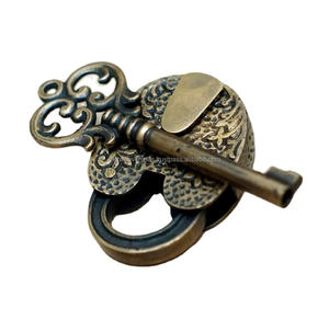 Cadenas en laiton massif poli, sculpté de fleurs, fait main, style antique, pour porte de maison, armoire, sécurité, cadeau vintage - Product Image 2